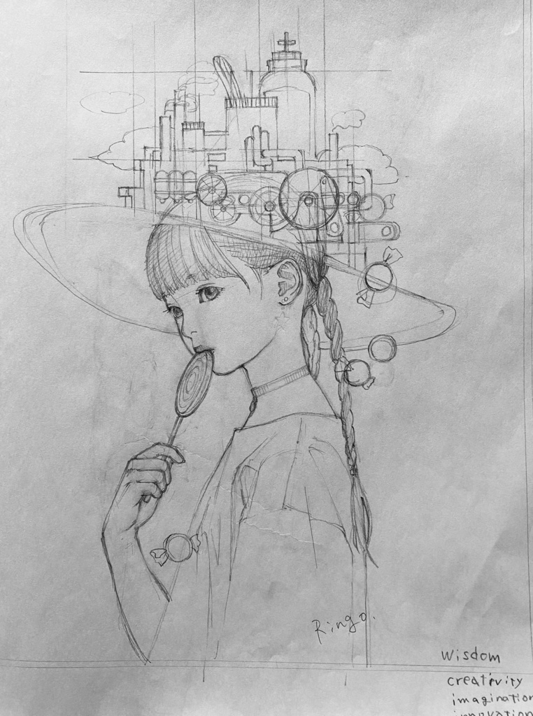 鉛筆ラフ11  名刺セット付き