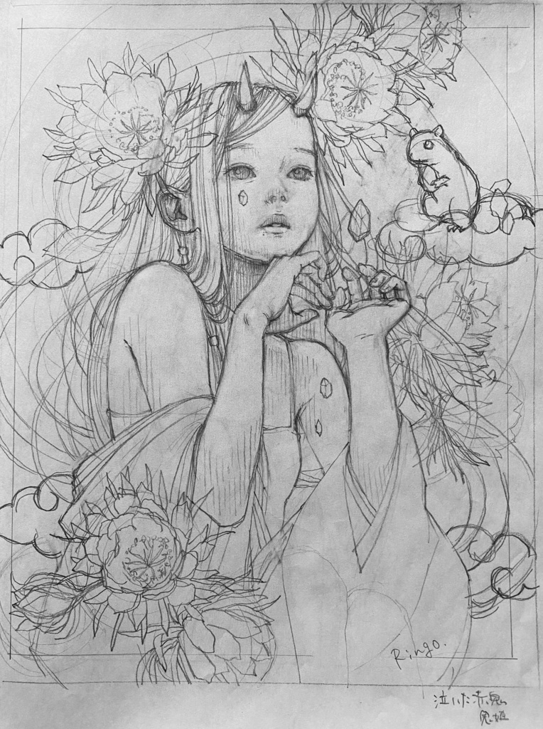 鉛筆ラフ12  名刺セット付き