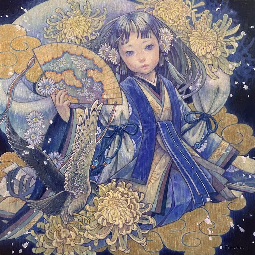 油彩S4パネル「風神 - 秋風 -」額なし