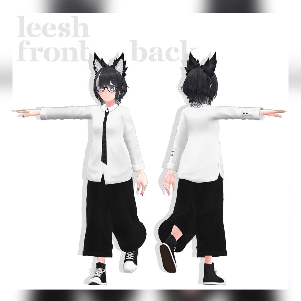 【3Dコスチューム】02 Yシャツ&ワイドサルエルパンツ(ネクタイ・シューズ付き)