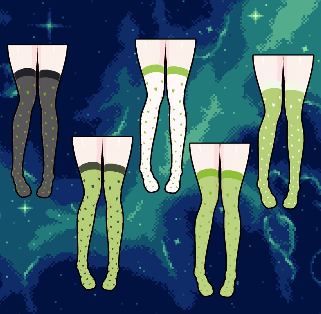 【Vroid】グリーンハートソックス Green heart socks ♥