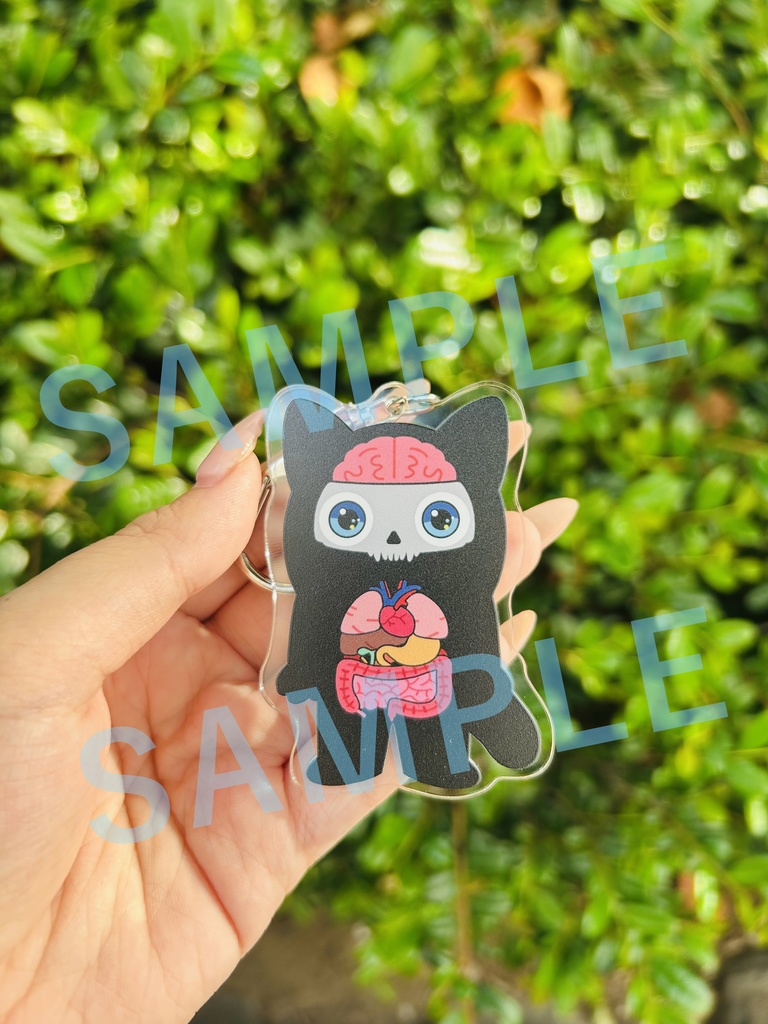 【ネオ・キャット】両面アクリルキーホルダー(スケルトンねこ)