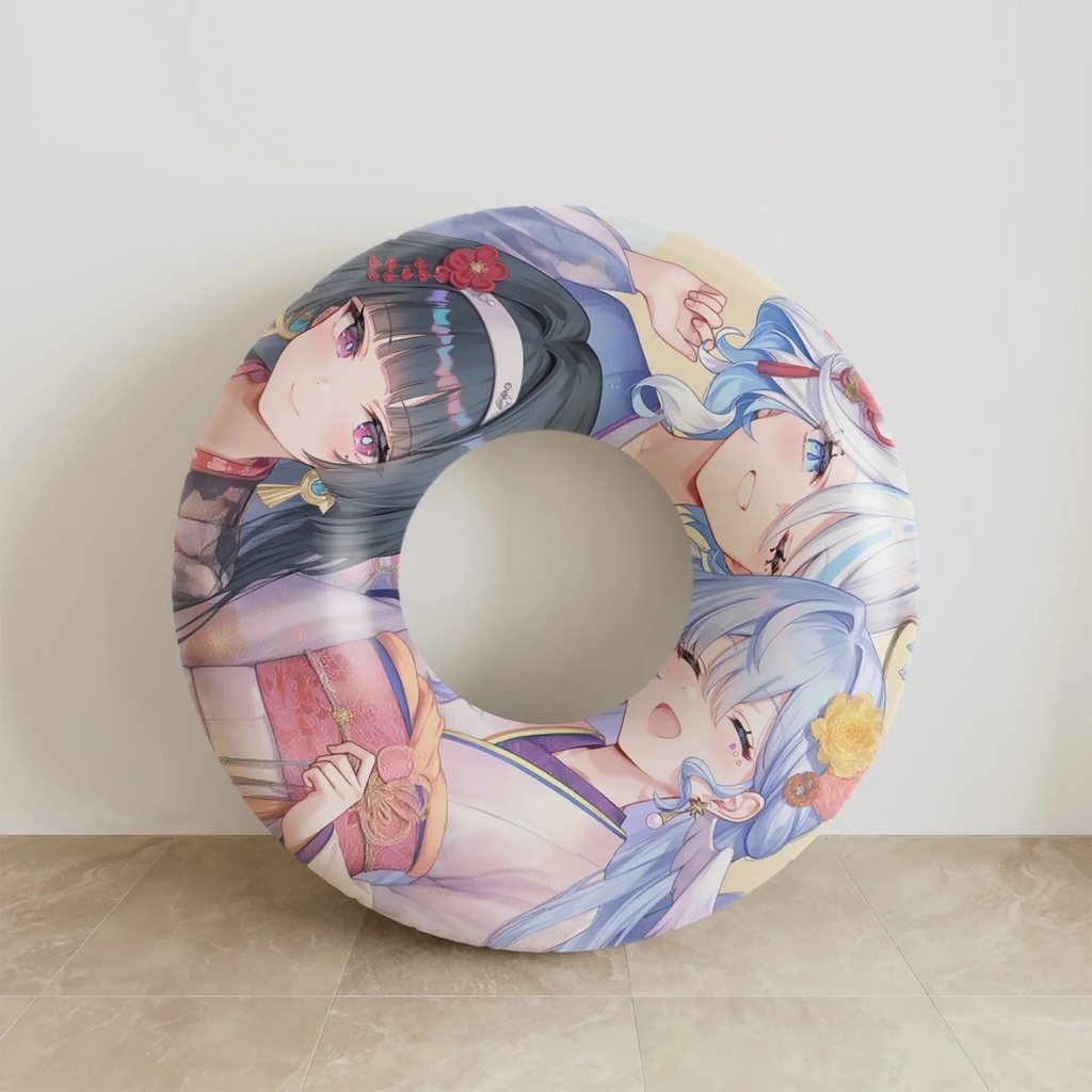 【オーダー制作】インフレータブル・スイムリング｜エコPVC・360°ラップ印刷・外径110cm（画像は印刷見本）