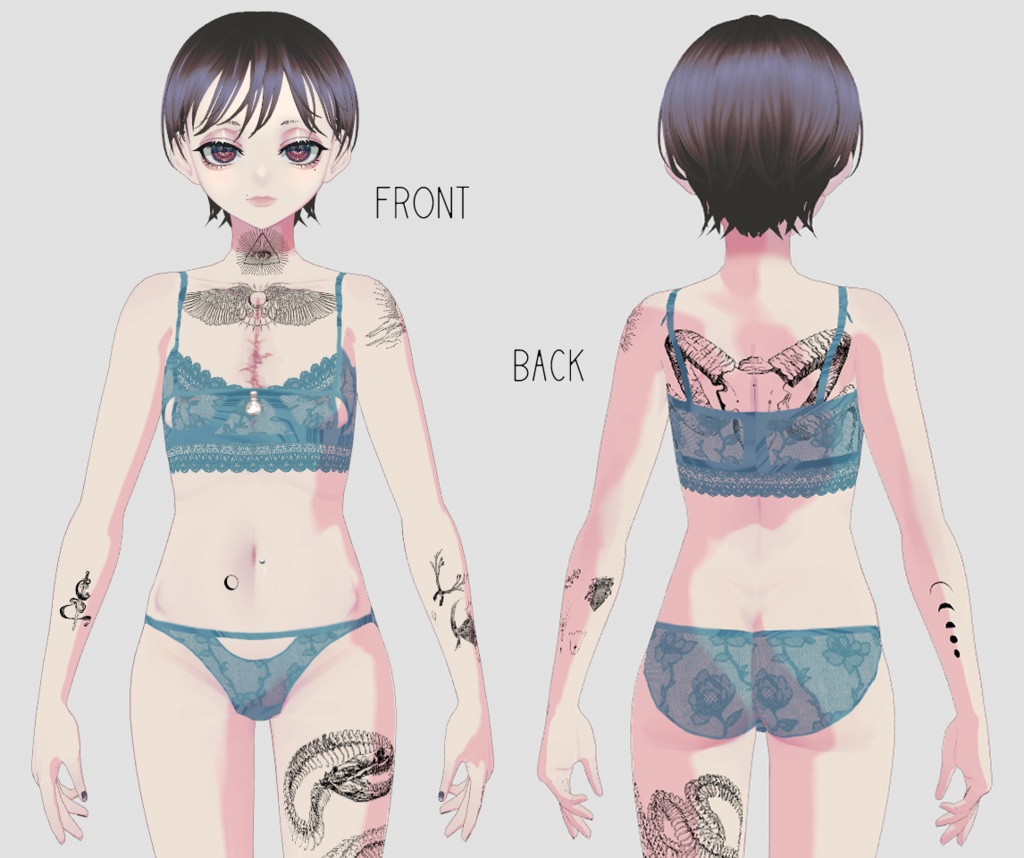 【無料版あり】レースランジェリー【VRoid 12collar】