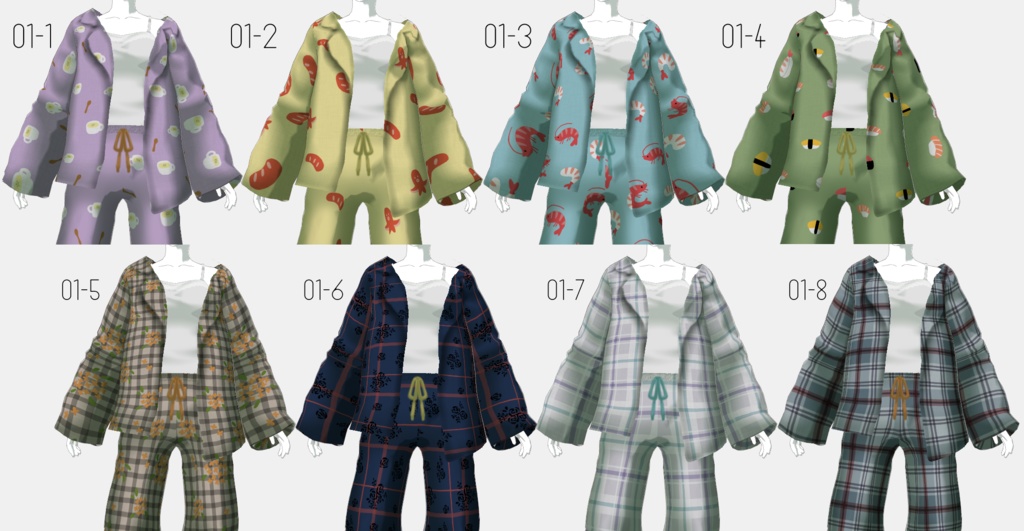 【VRoid】カラフルパジャマ【16collar】