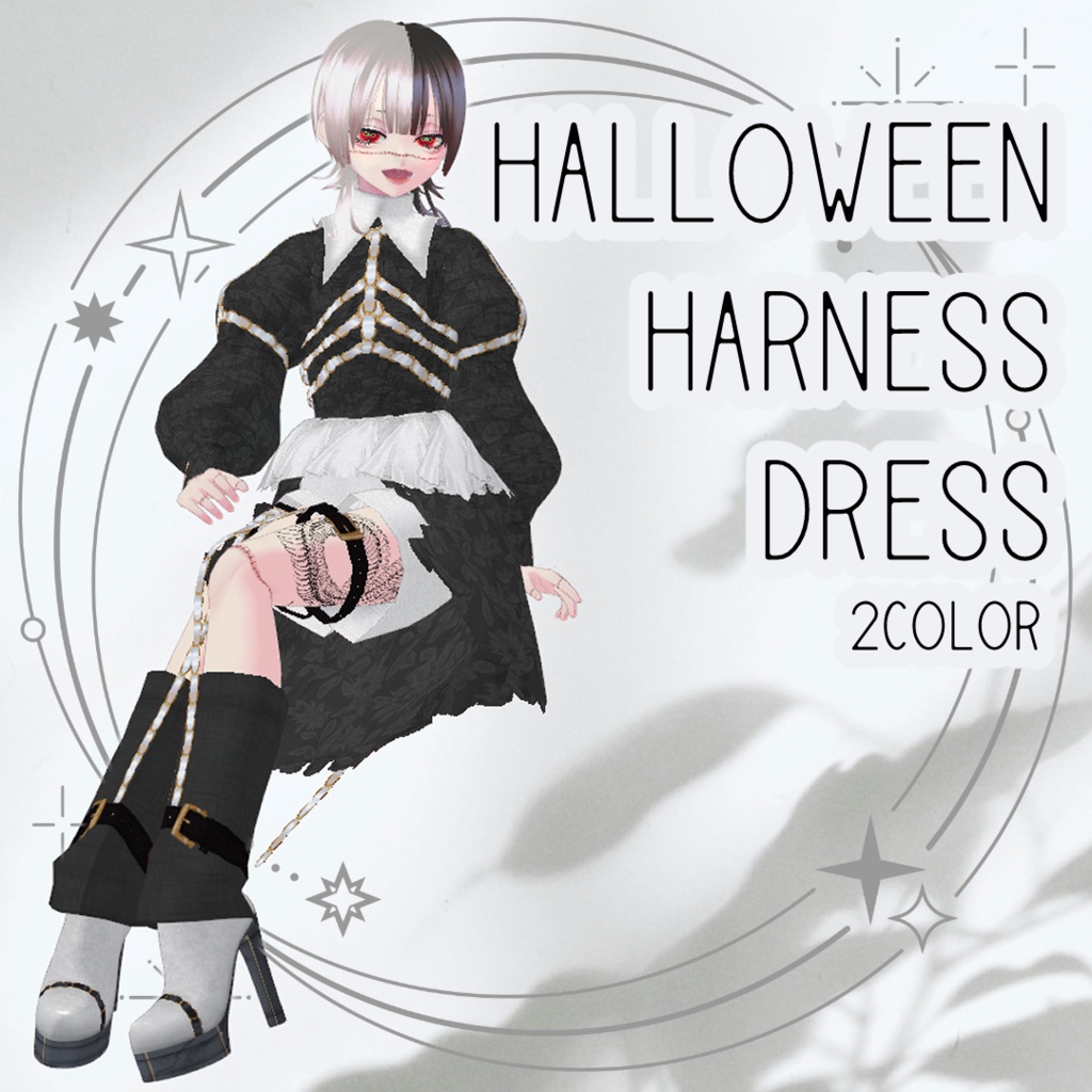 【VRoid】Halloween_harness dress【2collar】