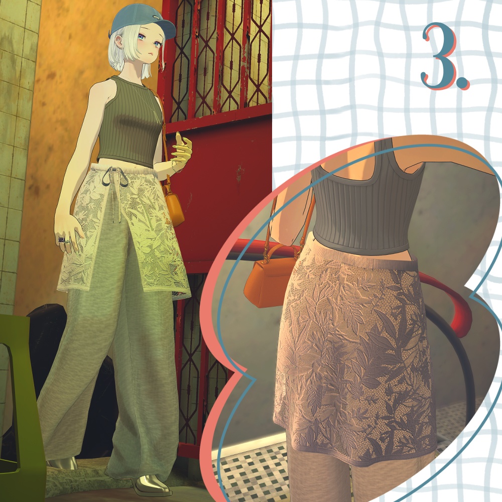 【VRC想定セミ対応衣装】lace wrap skirt-レースラップスカート-