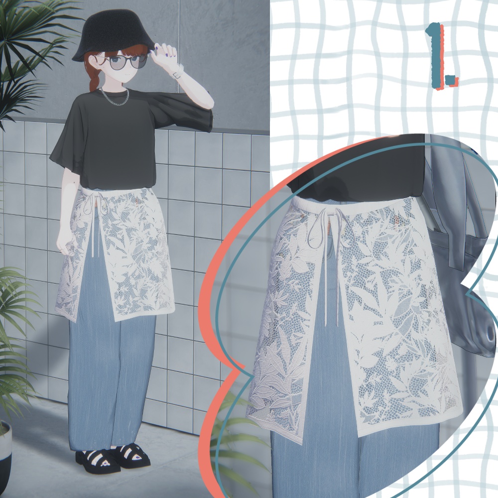 【VRC想定セミ対応衣装】lace wrap skirt-レースラップスカート-