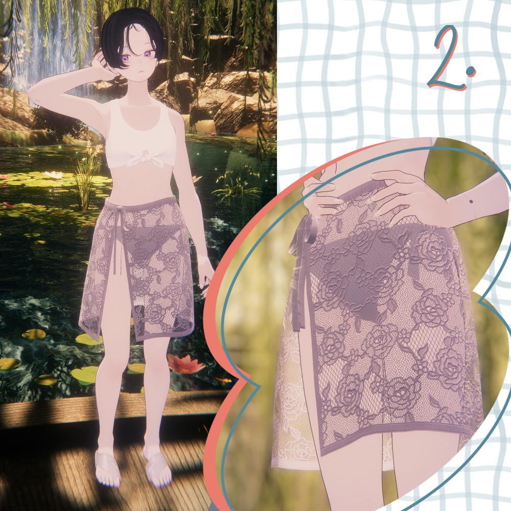 【VRC想定セミ対応衣装】lace wrap skirt-レースラップスカート-