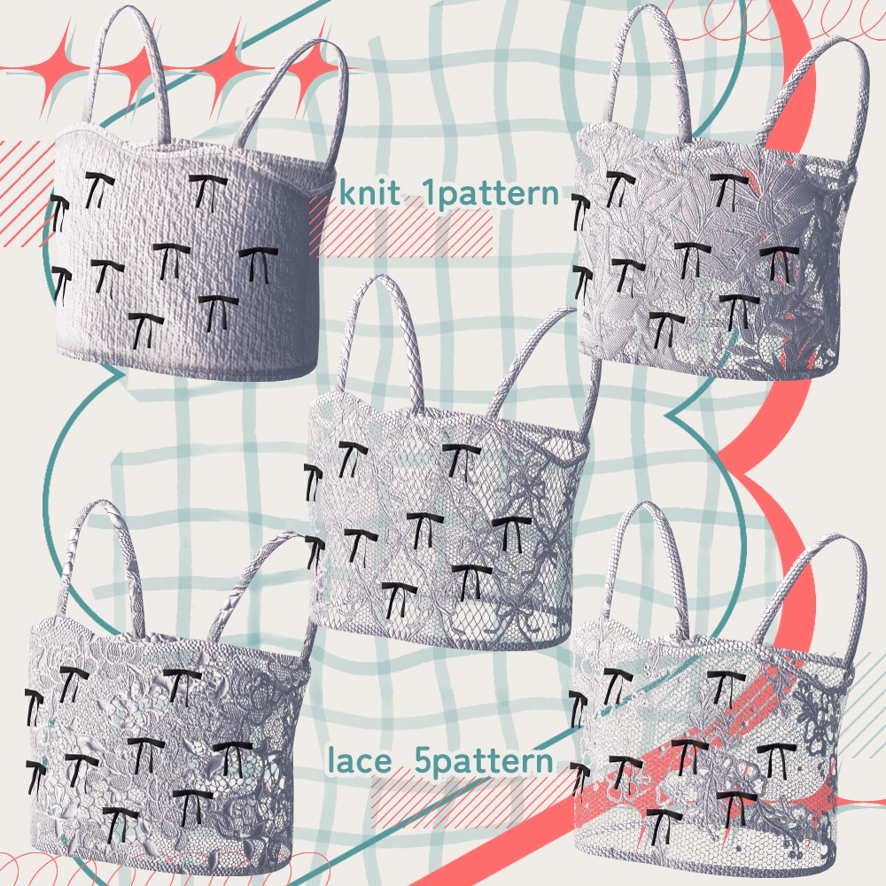 【VRC想定セミ対応衣装】-knit&lace bustier-ニット&レースビスチェ