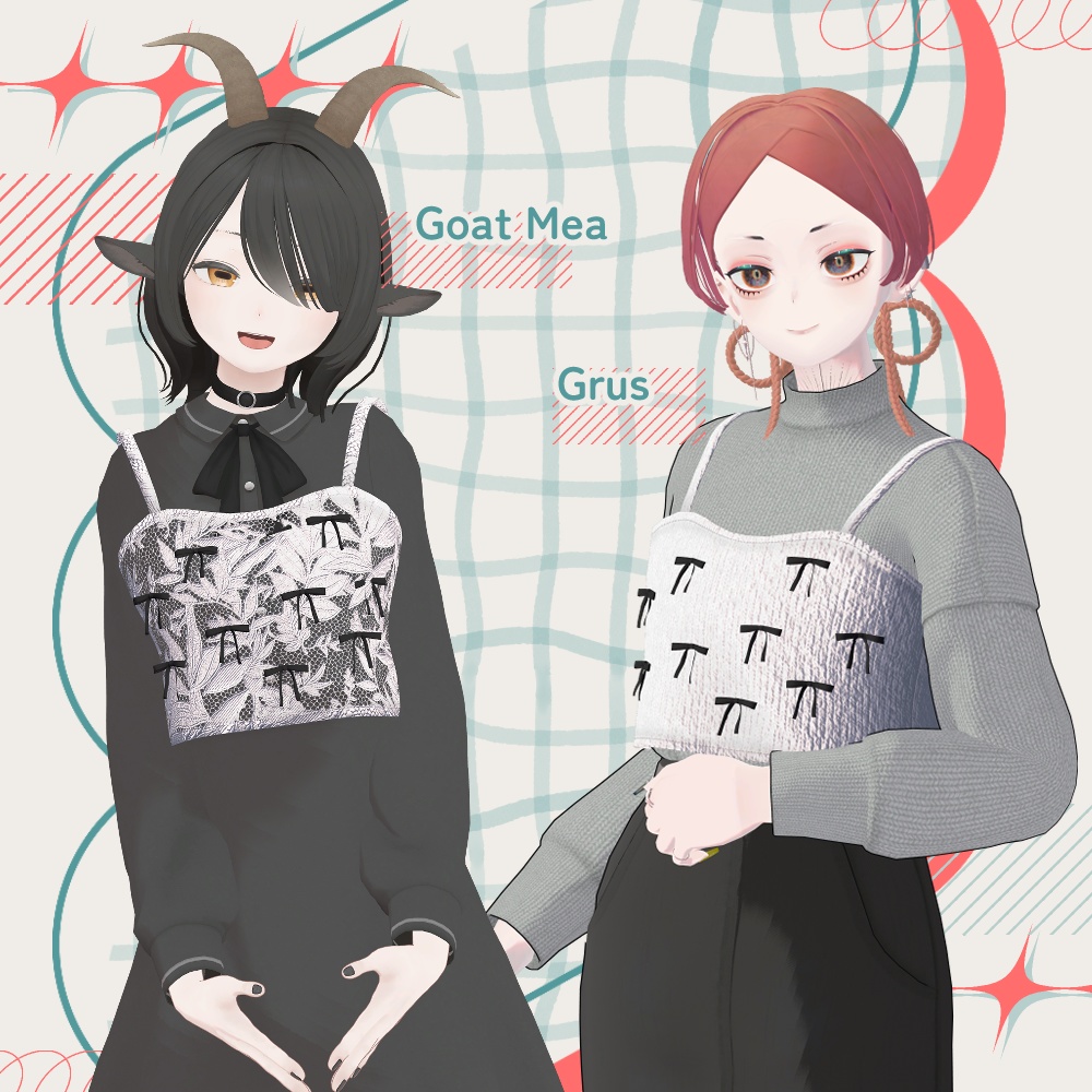 【VRC想定セミ対応衣装】-knit&lace bustier-ニット&レースビスチェ