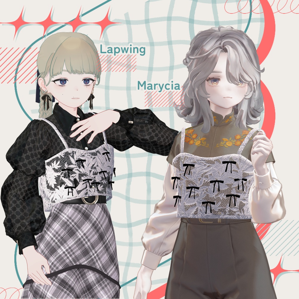 【VRC想定セミ対応衣装】-knit&lace bustier-ニット&レースビスチェ