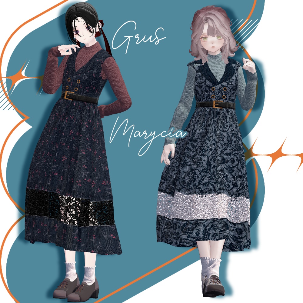 【VRC想定衣装】lace knit dress-レースニットワンピース-【Lapwing】【Grus】【Marycia】