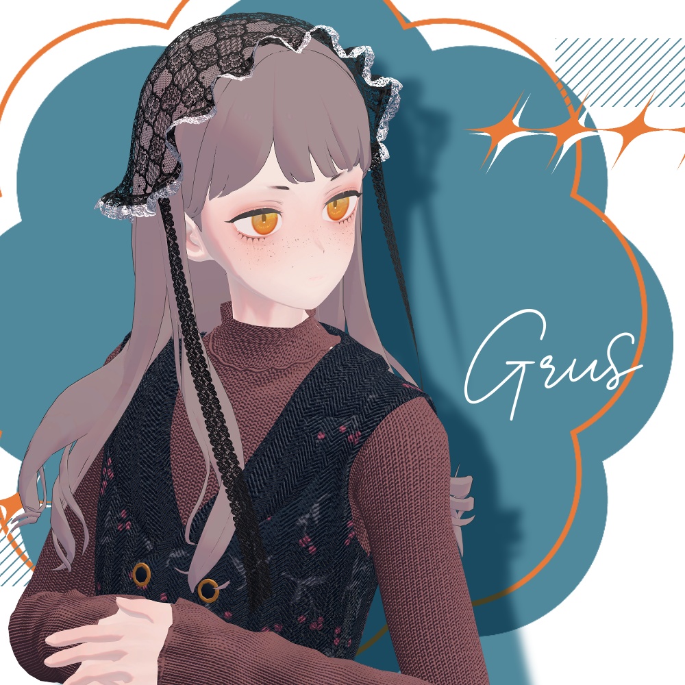 【VRC想定アクセサリー】lace blanket-レースボンネット-