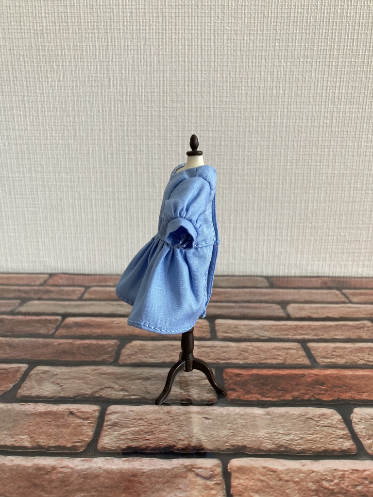 ノーカラーワンピース・付け襟セット