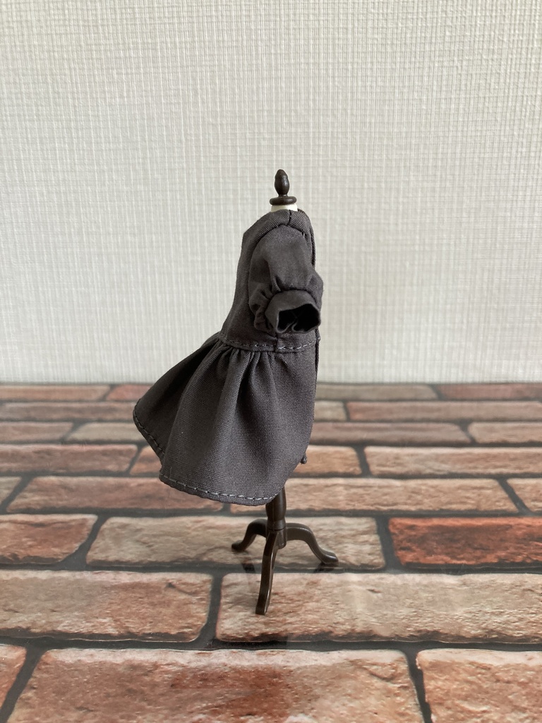 ノーカラーワンピース・付け襟セット