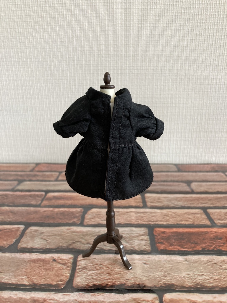 ノーカラーワンピース・付け襟セット