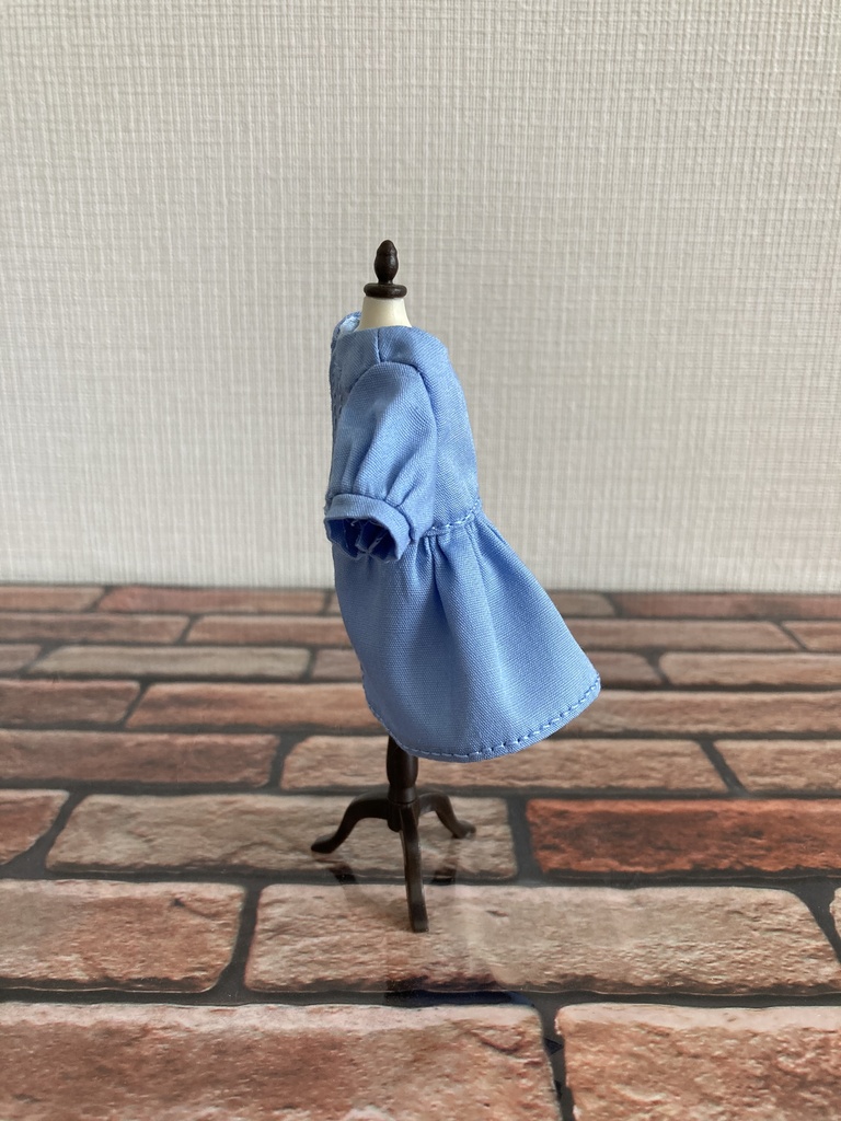 ノーカラーワンピース・付け襟セット