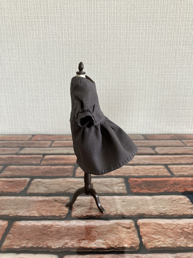 ノーカラーワンピース・付け襟セット