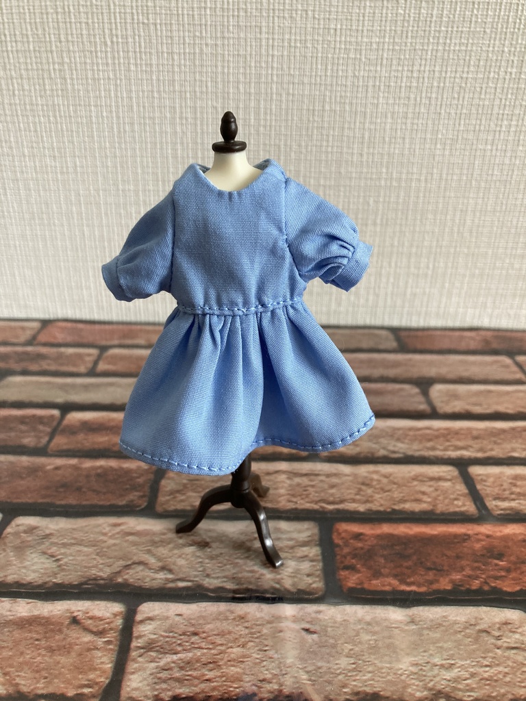 ノーカラーワンピース・付け襟セット