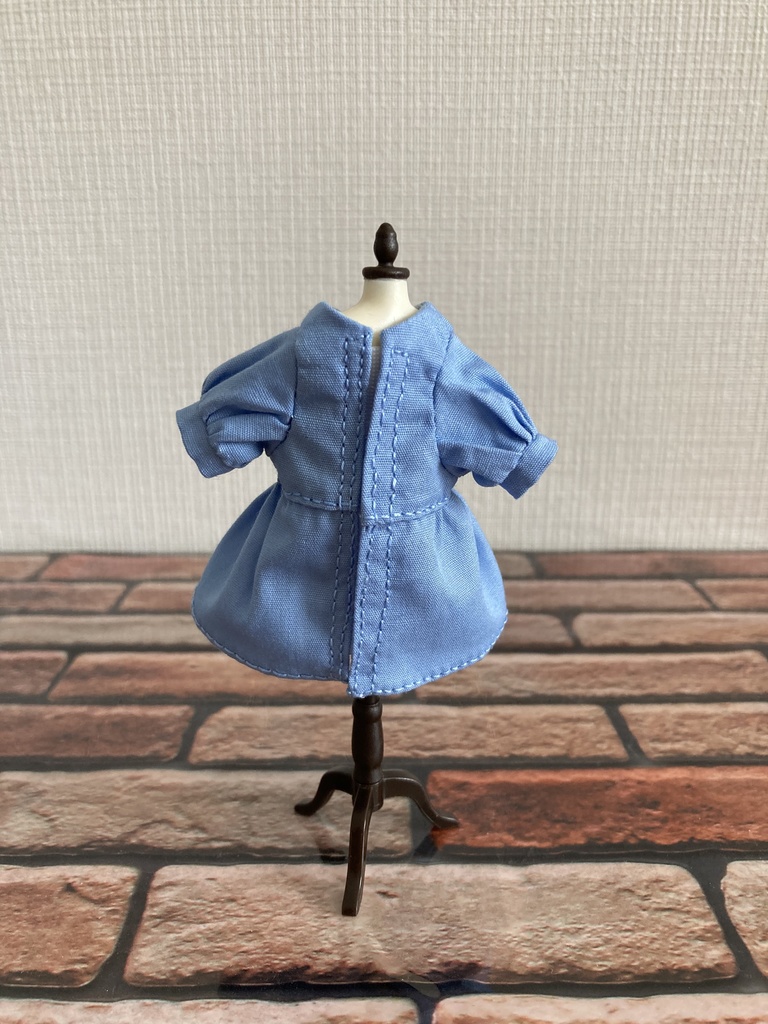 ノーカラーワンピース・付け襟セット