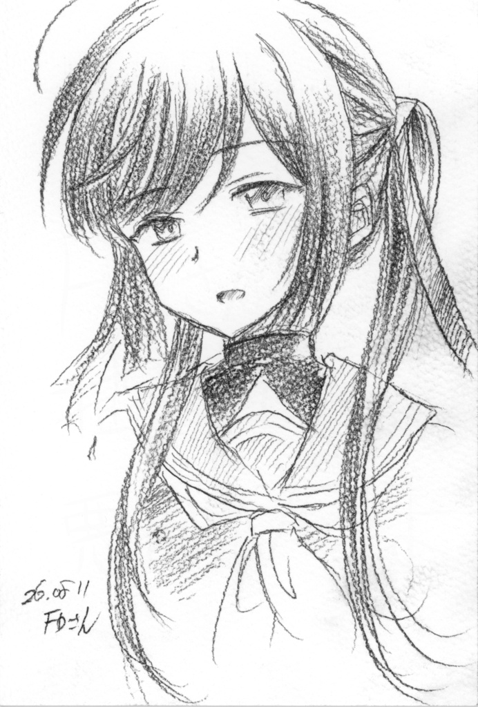 艦これ【初風】【花月】手描き鉛筆イラスト・ハガキサイズ