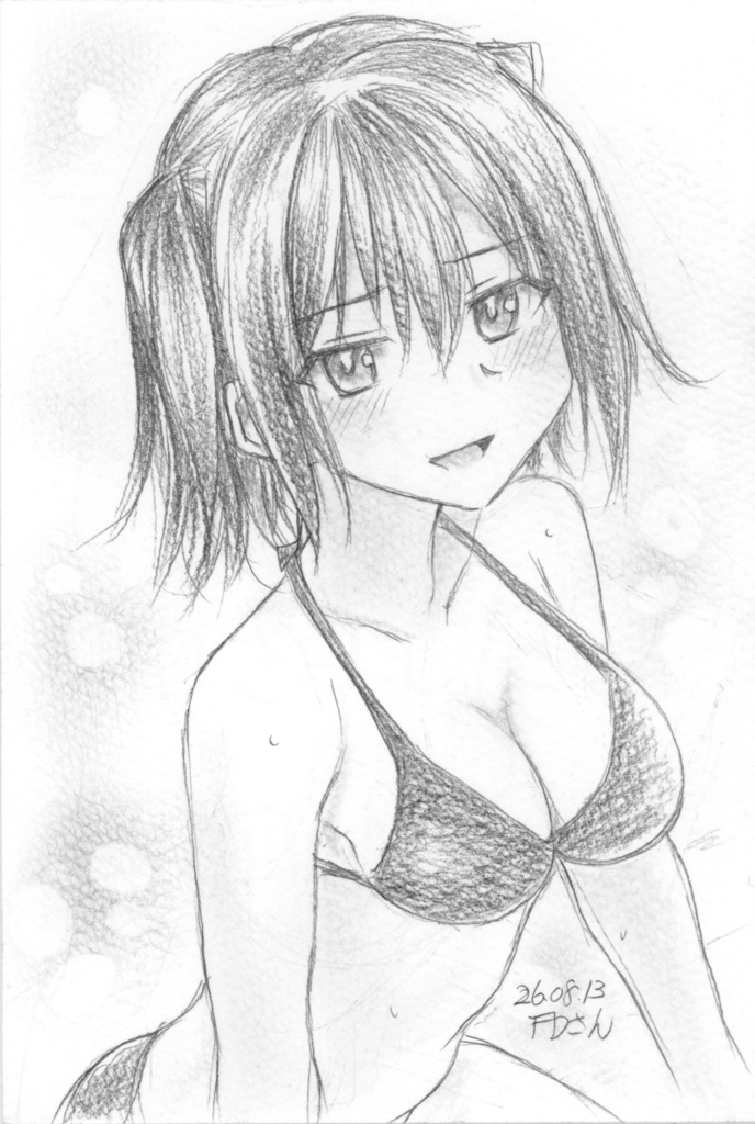 艦これ【川内】手描き鉛筆イラスト・ハガキサイズ