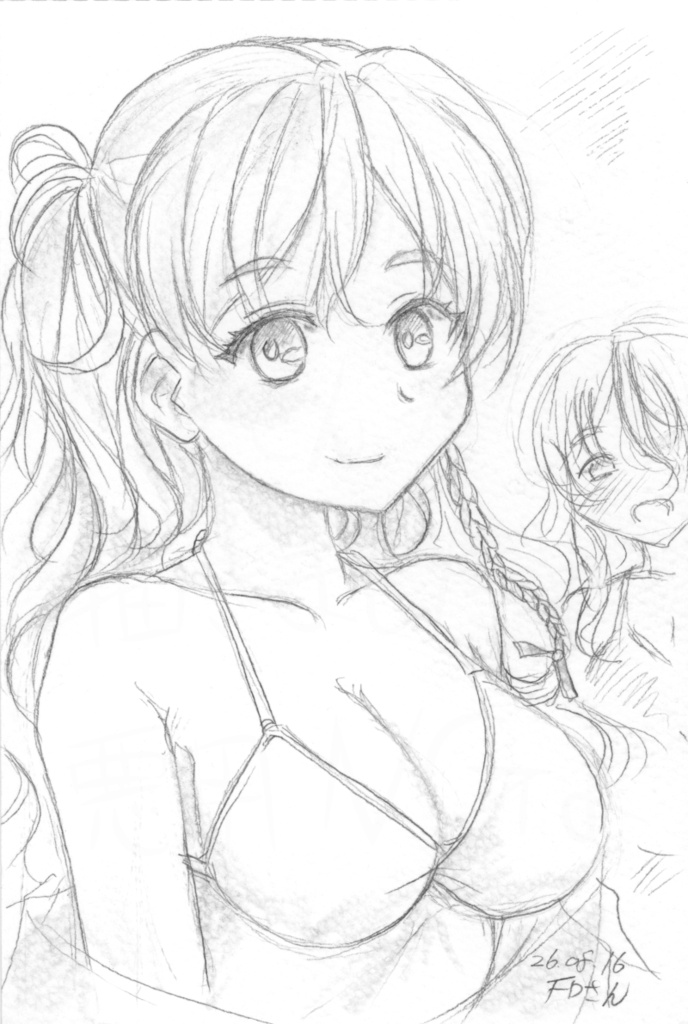 艦これ【ザラ】手描き鉛筆イラスト・ハガキサイズ
