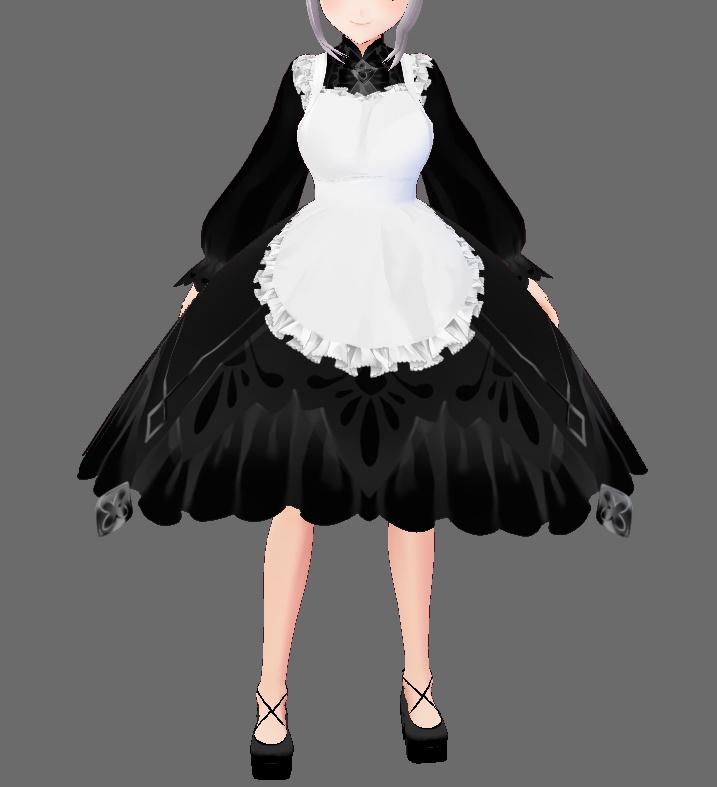 #VRoid正式版(Stable)&beta:重ね着用:色替え可能!メイドさん風フリルエプロン/Color changablewhite ruffled apron like a maid