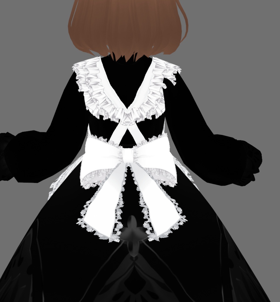 #VRoid正式版(Stable)&beta:重ね着用:色替え可能!メイドさん風フリルエプロン/Color changablewhite ruffled apron like a maid