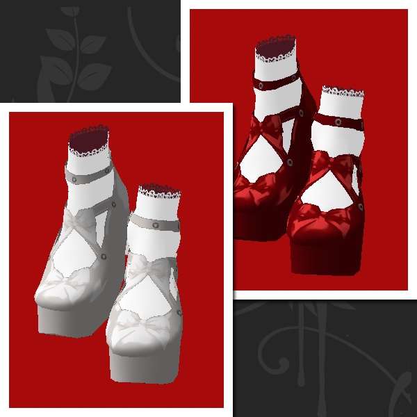 #VRoid 1.x.x&Beta:《全6色》ロリータ風ダブルリボンおでこシューズ(靴)/Double Ribbon Shoes for Lolitas:セシル変身