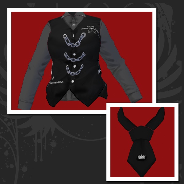 #VRoid 正式版(stable ver.)&Beta:パンキッシュゴシック風ベスト&シャツ+ネクタイセット