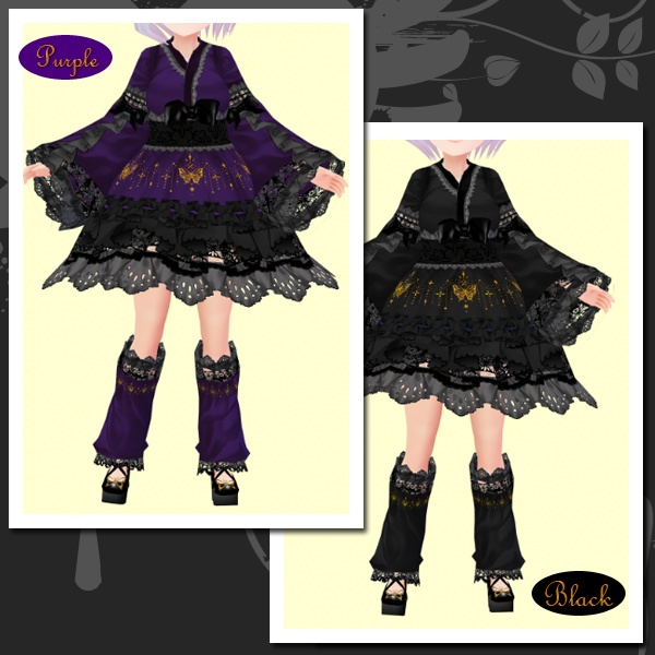 #VRoid正式版(stable ver.)&Beta:和ゴスロリ浴衣風ワンピセット/Japanese Gothic Lolita Yukata(Kimono) Set