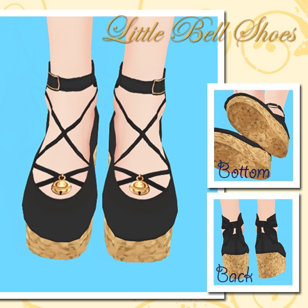 Vroid 白猫 黒猫 鈴つきリボン靴 シューズ Little Bell Shoes セシル変身可 Julicosatelier Booth