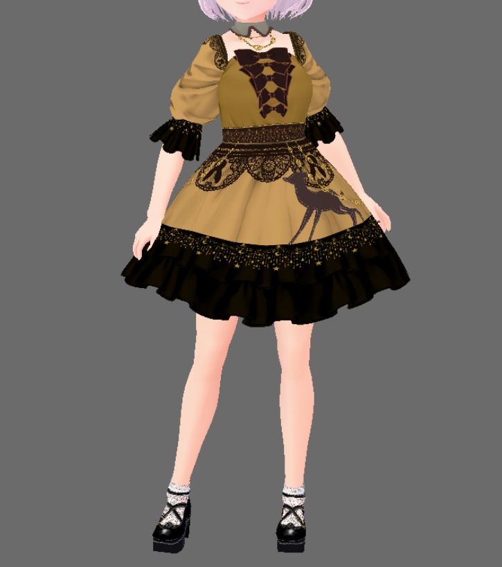 #VRoid β-made:うさぎ&小鹿&トナカイのリボンAラインワンピース/Rabbit,Bambi&Reindeer Ribbon A-Line OnePiece:セシル変身