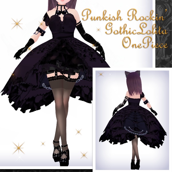 #VRoid正式版（stable ver.）&Beta：パンクロックゴシックドレスセット/Punkish Rock Gothic&Lolita Diva Dress Set