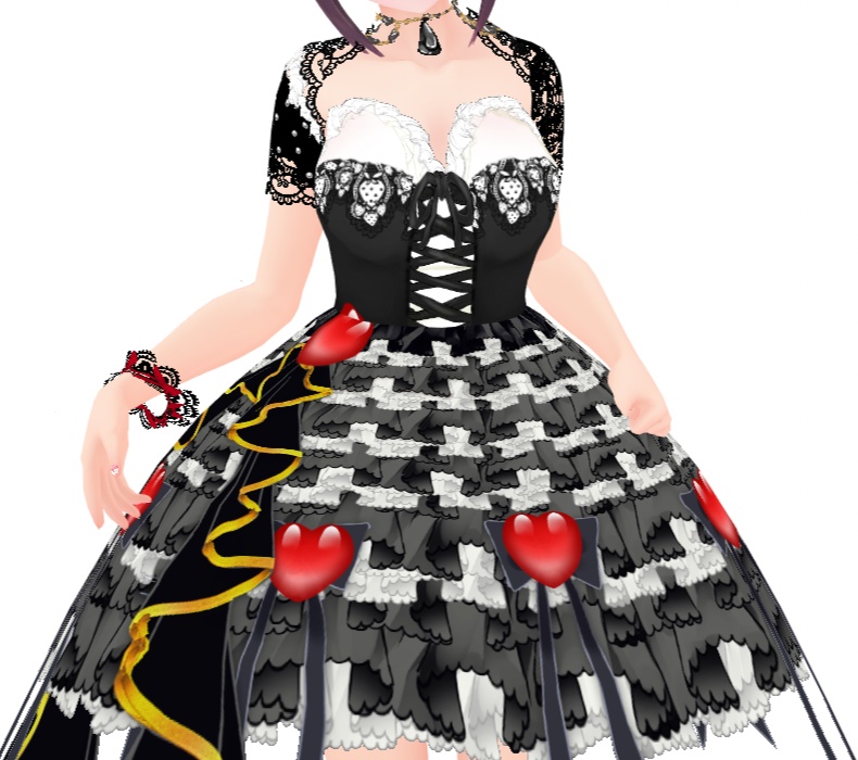 #VRoid正式版(stable ver.)&Beta:黒と赤ハートのアイドルワンピース&靴セット/Black&RedHeart Idol Onepiece Set:#セシル変身