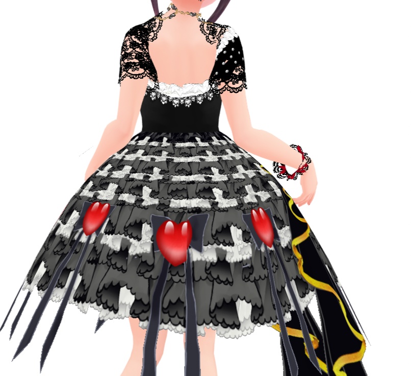 #VRoid正式版(stable ver.)&Beta:黒と赤ハートのアイドルワンピース&靴セット/Black&RedHeart Idol Onepiece Set:#セシル変身