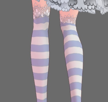 #VRoid β-made:《全5色》ストライプボーダー(縞々)オーバーニーソックス(ニーハイソックス・膝上靴下)/5 colors striped overknee socks