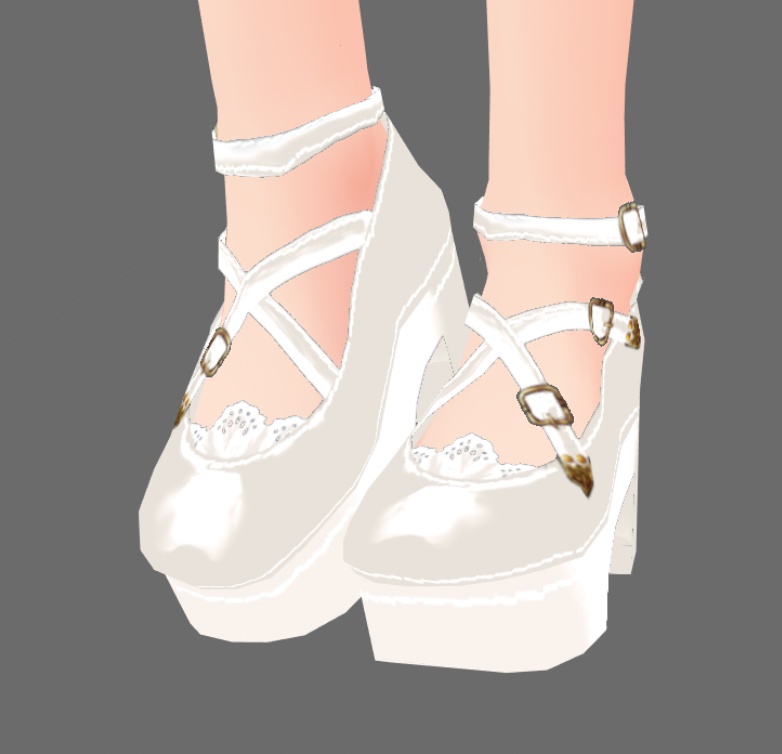 #VRoid正式版(stable ver.)&Beta:《白・黒・茶3色》スチームパンク・ゴスロリ風レース靴下つきクロスストラップ靴(シューズ)/Steampunkish Gothic Lolita Cross strap shoes with,without lace socks:セシル変身可