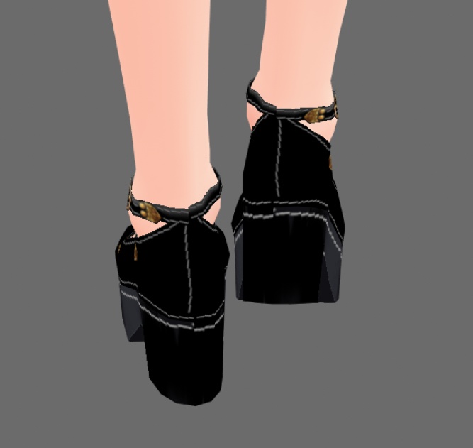 #VRoid正式版(stable ver.)&Beta:《白・黒・茶3色》スチームパンク・ゴスロリ風レース靴下つきクロスストラップ靴(シューズ)/Steampunkish Gothic Lolita Cross strap shoes with,without lace socks:セシル変身可