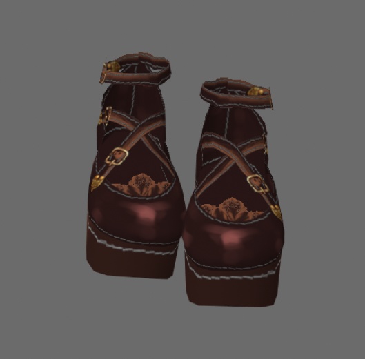 #VRoid正式版(stable ver.)&Beta:《白・黒・茶3色》スチームパンク・ゴスロリ風レース靴下つきクロスストラップ靴(シューズ)/Steampunkish Gothic Lolita Cross strap shoes with,without lace socks:セシル変身可