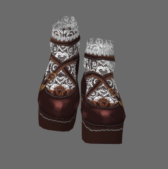 #VRoid正式版(stable ver.)&Beta:《白・黒・茶3色》スチームパンク・ゴスロリ風レース靴下つきクロスストラップ靴(シューズ)/Steampunkish Gothic Lolita Cross strap shoes with,without lace socks:セシル変身可