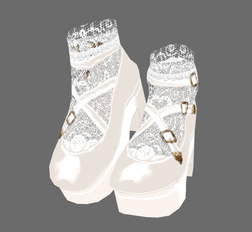 #VRoid正式版(stable ver.)&Beta:《白・黒・茶3色》スチームパンク・ゴスロリ風レース靴下つきクロスストラップ靴(シューズ)/Steampunkish Gothic Lolita Cross strap shoes with,without lace socks:セシル変身可