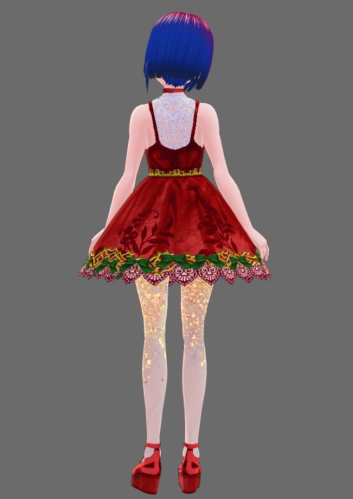 #VRoid 正式版(Stable)&Beta《クリスマスパーティドレス》ホーリーワンピースセット/Onepiece Dress Set for Christmas Holidaydress in SantaClause's style:#セシル変身