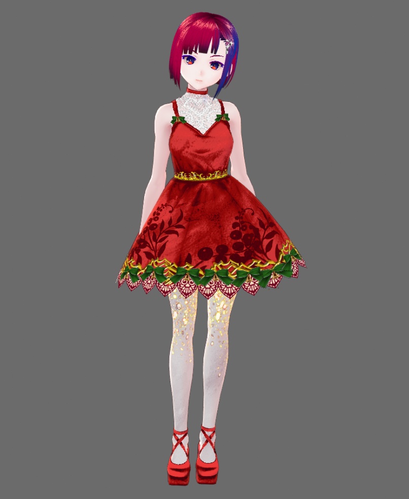 #VRoid 正式版(Stable)&Beta《クリスマスパーティドレス》ホーリーワンピースセット/Onepiece Dress Set for Christmas Holidaydress in SantaClause's style:#セシル変身