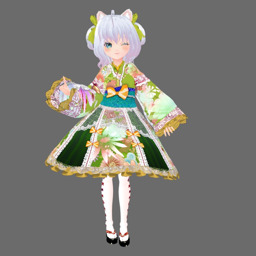 #VRoid 正式版(stable ver.)&Beta:《全6色》振袖風和ロリィタワンピースセット/6Colors Japanese Furisode(Formal, gorgeous kimono) Lolita Onepiece Set