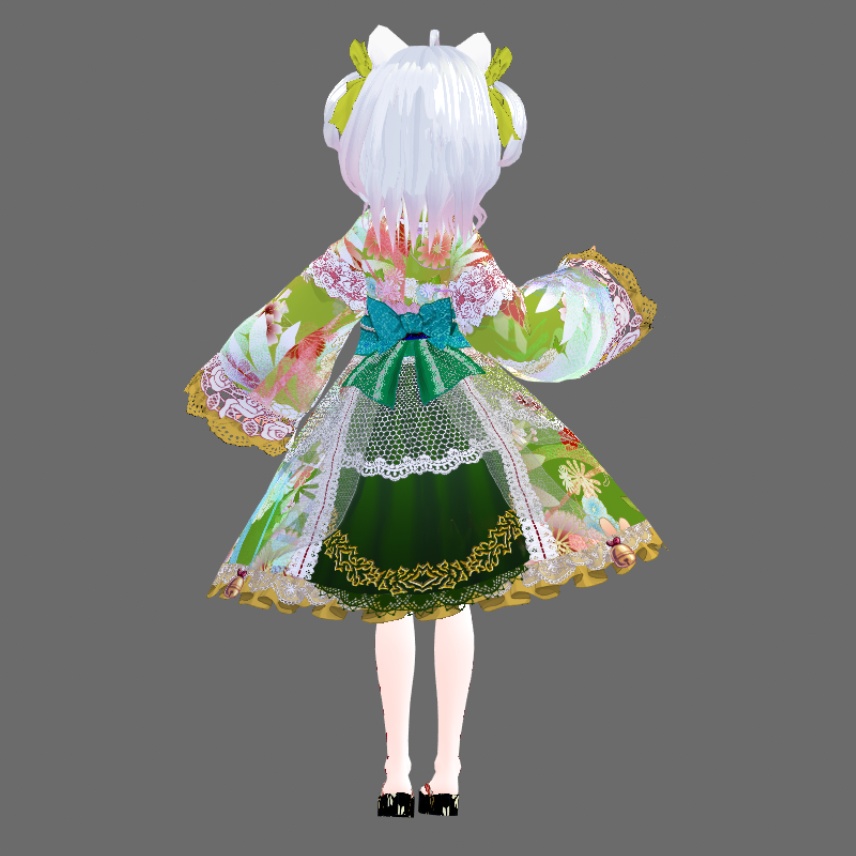 #VRoid 正式版(stable ver.)&Beta:《全6色》振袖風和ロリィタワンピースセット/6Colors Japanese Furisode(Formal, gorgeous kimono) Lolita Onepiece Set