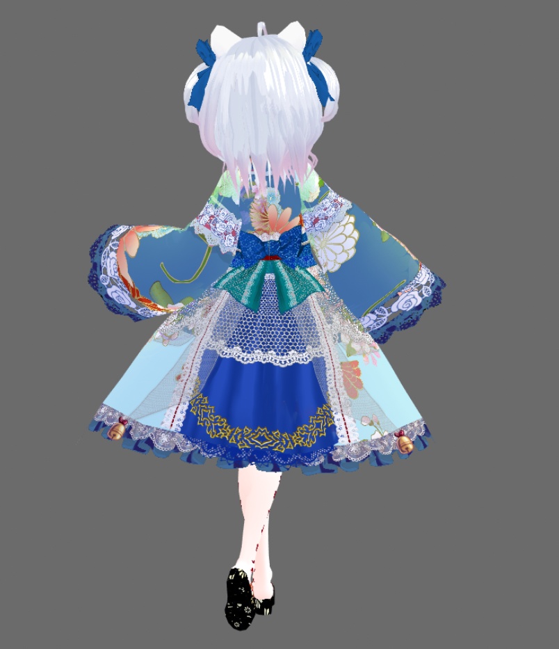 #VRoid 正式版(stable ver.)&Beta:《全6色》振袖風和ロリィタワンピースセット/6Colors Japanese Furisode(Formal, gorgeous kimono) Lolita Onepiece Set