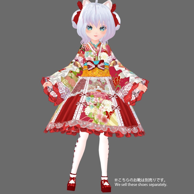 #VRoid 正式版(stable ver.)&Beta:《全6色》振袖風和ロリィタワンピースセット/6Colors Japanese Furisode(Formal, gorgeous kimono) Lolita Onepiece Set
